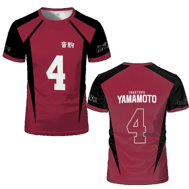 Haikyuu Nekoma Red Cartoon Anime Cosplay Men Jersey Summer Short Sleeve Children Tee Tops 2024 New Style Fashion MENS T-shirt