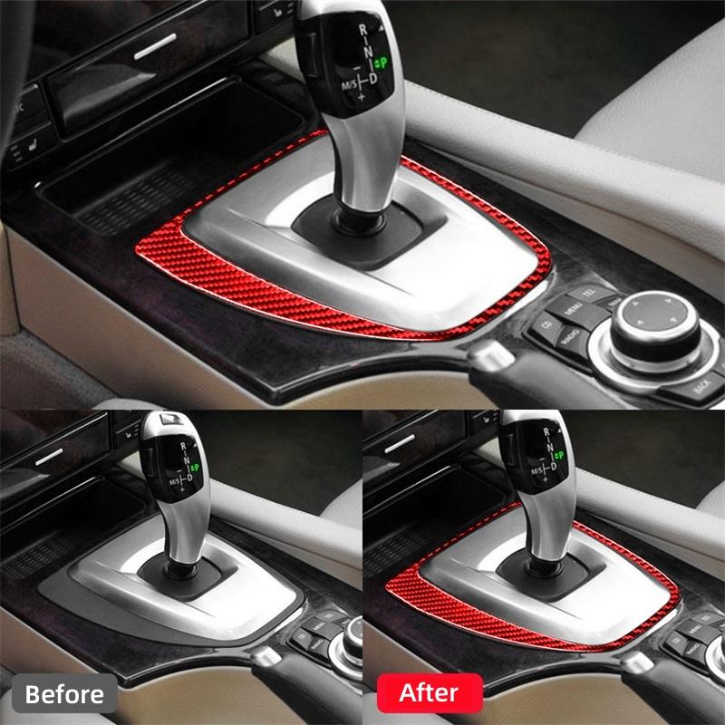 For BMW 5 Series E60 2005-2010 Car Interior Accessories Carbon Fiber Interior Car Gear Shift Panel Trim Cover Frame Stickers