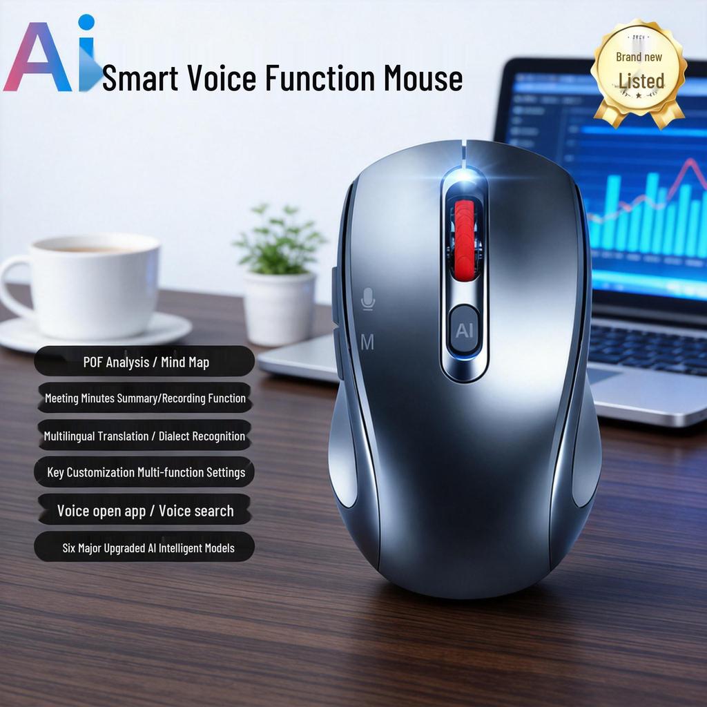 Wireless Rechargeable AI Voice & Translation Mouse with Silent Typing