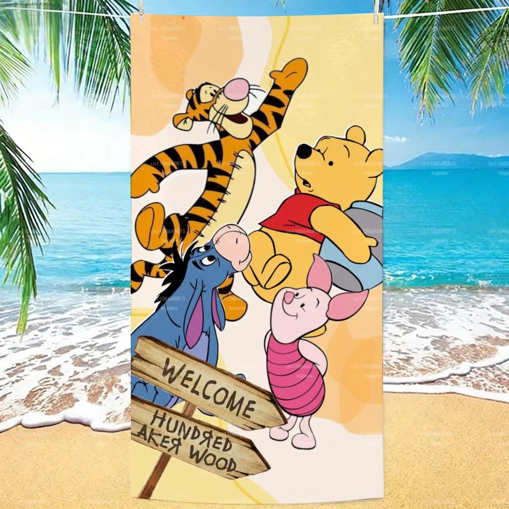Tigger Winnie the Pooh Beach Towel, Cute Cartoon Full Print Quick Dry Sand Free Soft Bath Towel for Kids Adults Pool Travel