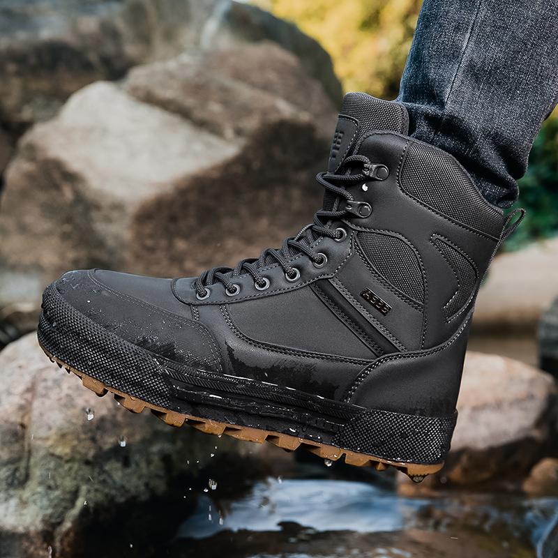 Shoes for Men's Autumn Winter Hiking Desert Waterproof Boots Windproof Warm Boots Outdoor Boot Men's Motorcycle Off-road Boots