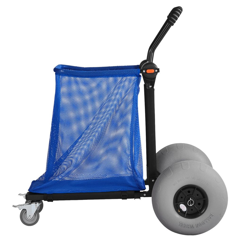 Beach Cart with Large Wheels for Sand, 75 kg Load Capacity, Heavy Duty Folding Beach Wagon with 320 mm Balloon Wheels, Storage Bag, 180° Adjustable