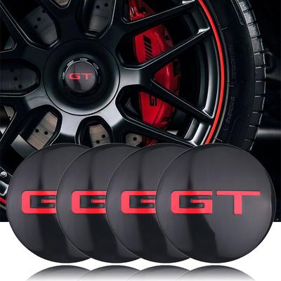 4Pcs Car Wheel Center Hub Caps Stickers GT Emblem Decal For MG BMW Benz Opel Citroen