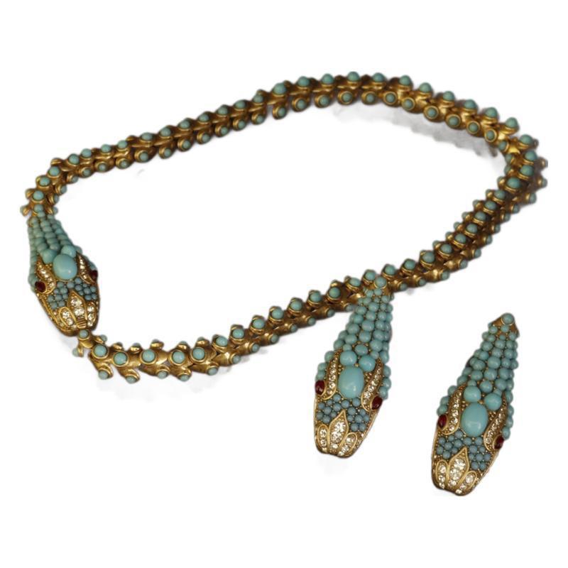Snake Shaped Full Necklace Punk Hip Hop Style Unisex Jewelry