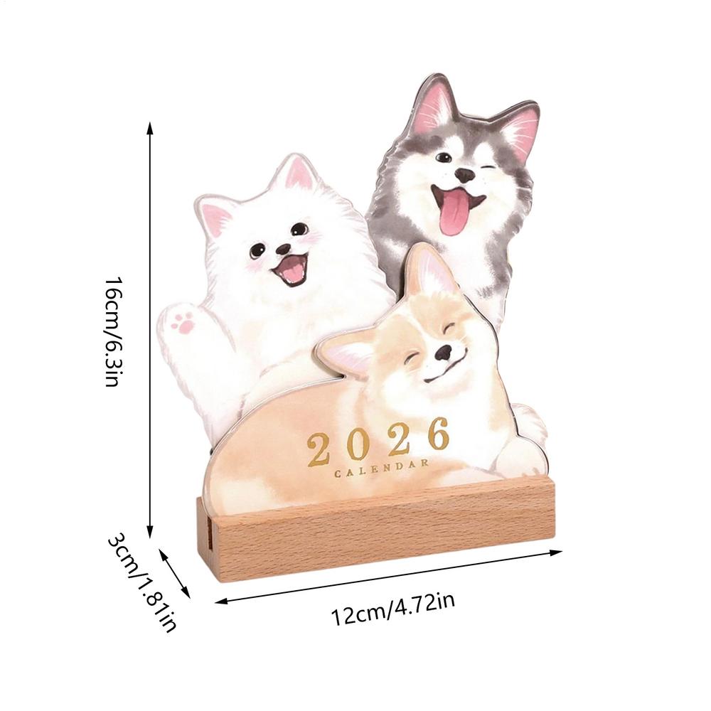 2026 Süße Katzen-Hunde-Serie Schreibtischkalender Tischplaner Jahresagenda Organizer Notizen für Zuhause Büro Schule Tagesplaner