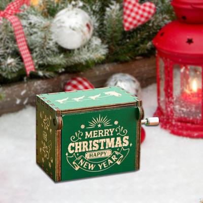 Mini-Spieldosen mit Gravur, Dekoration, hölzerne „Frohe Weihnachten“-Spieluhr für Mama und Tochter