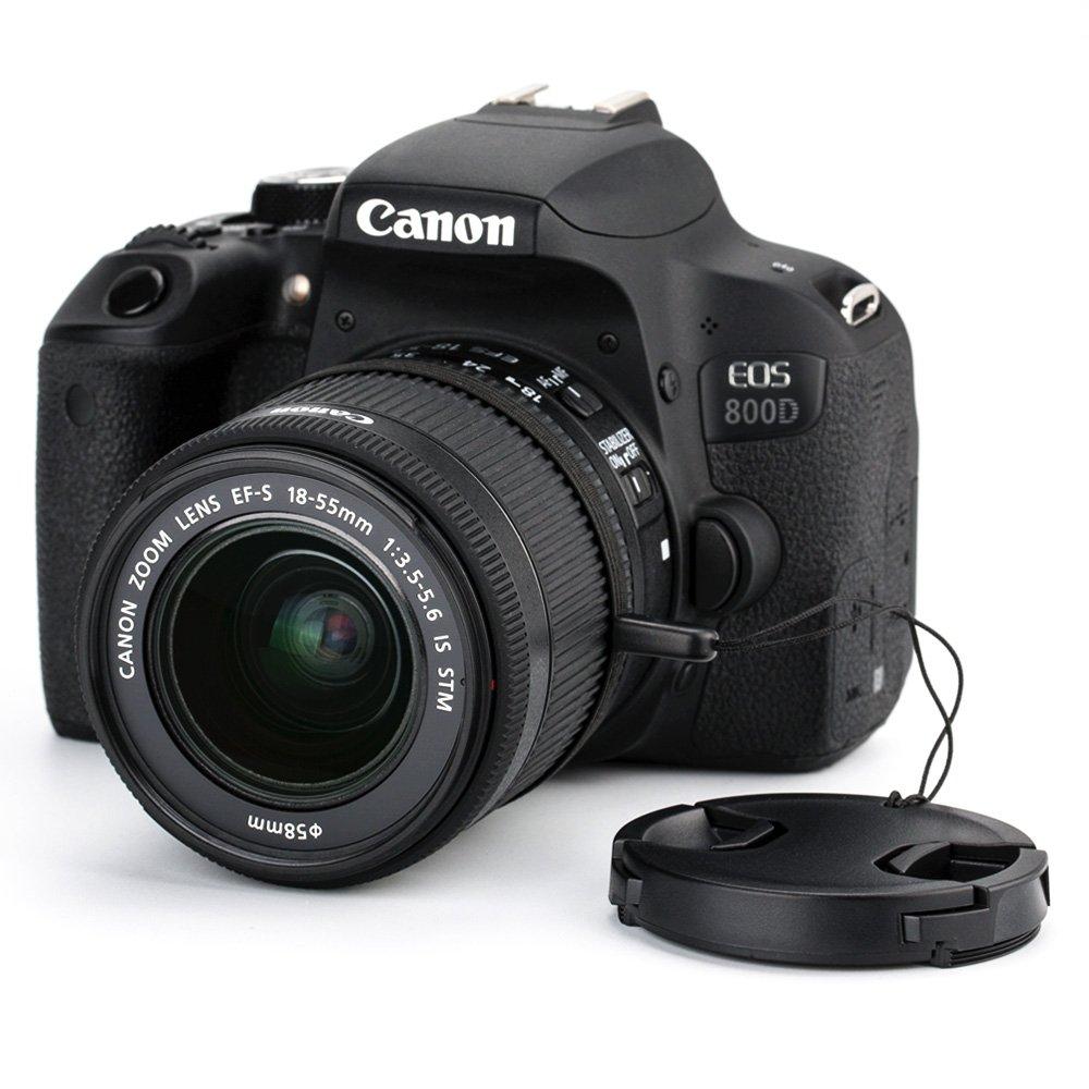58mm Front Lens Cap Covers with Cap Keepers for Canon EOS Rebel T7 T6 T5 T100 4000D 2000D SL3 SL2 SL1 T8i T7i T6s T6i T5i T4i T3i T2i T1i Kit Lens