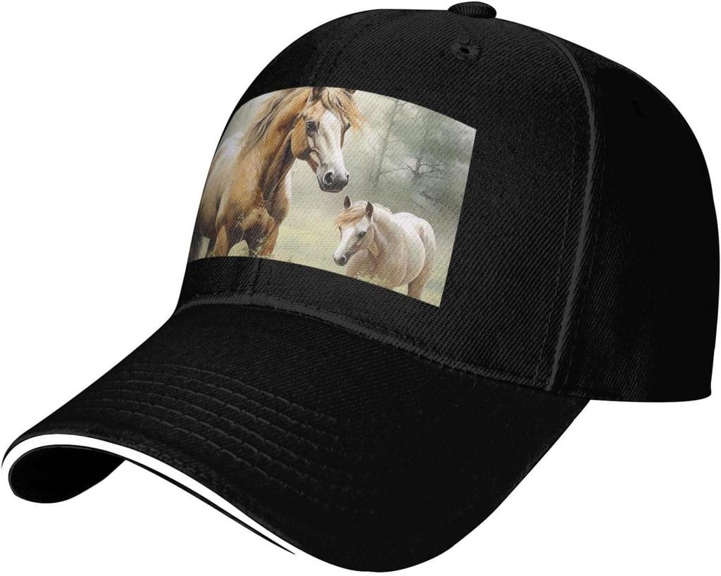 Horse Print Baseball Cap Adjustable Polyester Casual Summer Outdoor Golf Dad Hat