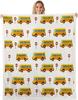 School Bus Blanket Yellow Bus Pattern Fleece Throw Kids Room Decor Back to School Theme Cozy Bed Cover