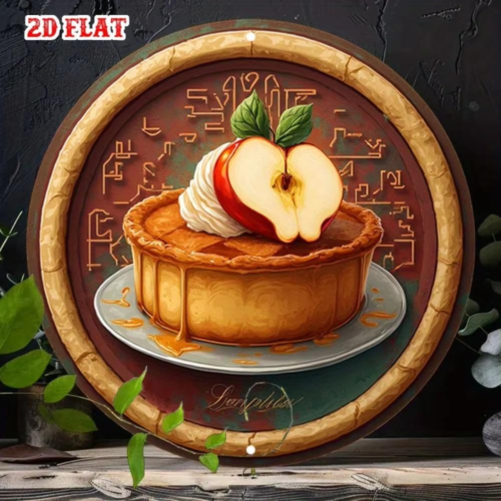 Vintage Apple Pie Tin Sign 7.87x7.87 Inch Metal Wall Art Kitchen Garage Cafe Decor