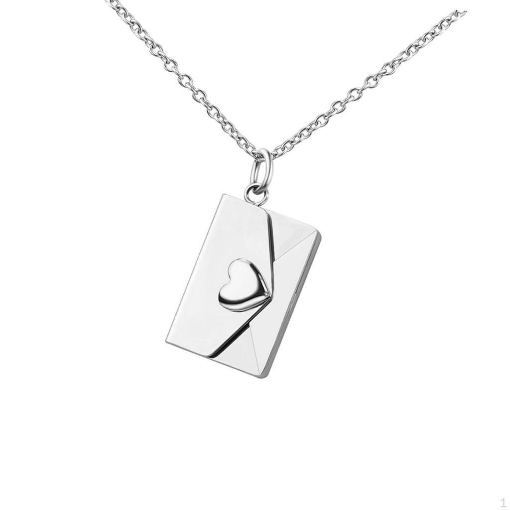 Heart Love Envelope Necklace Pendant Stainless Steel Valentine's Day Gifts Jewelry Chain for Mom Her