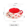 Shangqi Vintage Floral Red Rose Octagonal Ceramic Coffee Cup Set