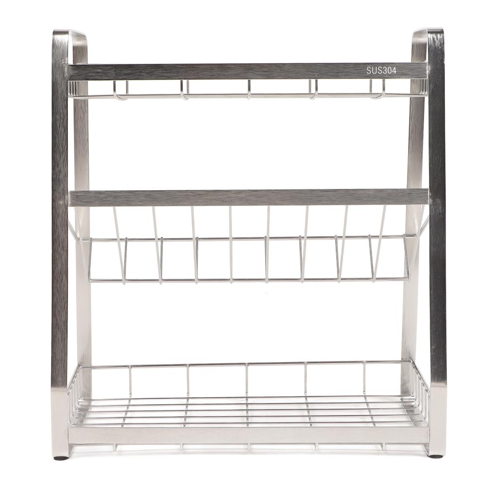 3 Layer Spice Rack Stainless Steel Seasoning Rack Organizer Kitchen Spice Holder for Household
