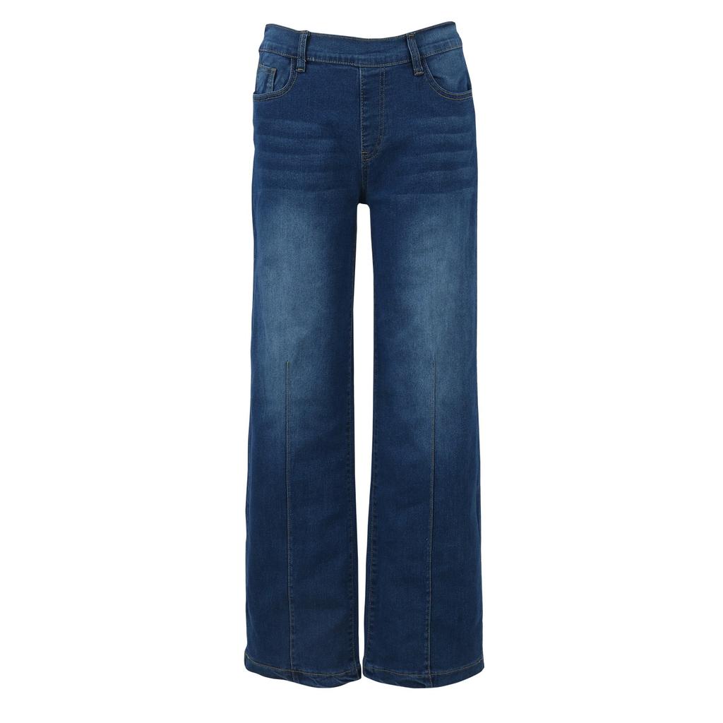 Women's Fashion Color Versatile High Waist Pocket Side Zipper Straight Leg Jeans