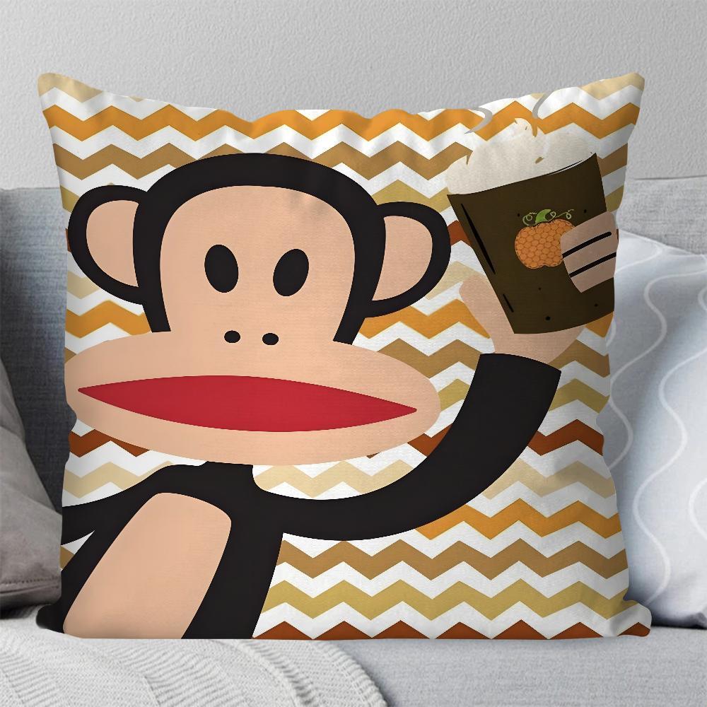 Cartoon P-Paul Frank Monkey Pillow Case Square Pillow Bedroom Sofa Leisure Comfort Cushion Car Living Room Home Decoration 40X40