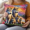 1pc Wolf Print Pillowcase Suitable for Sofa Bed - Soft Short Plush Cushion Cover with Zipper Closure, Wolf Pack Animal Scenery, Modern Bedspread for L