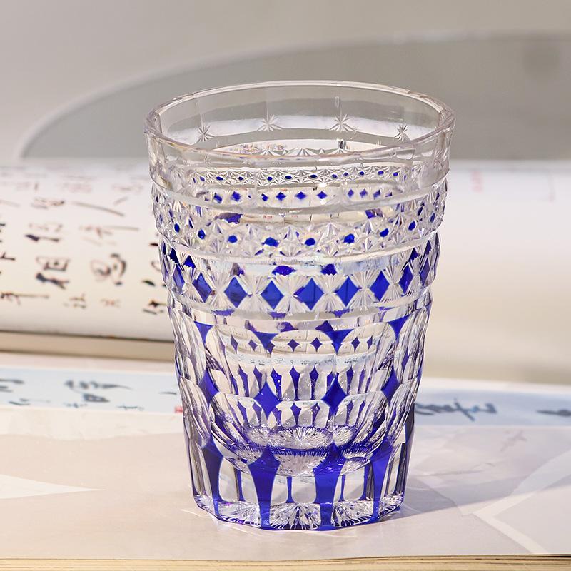 Jinzhi Japanese hand-carved juice whiskey crystal glass wine glass Edo cut style Sun Kamei cup