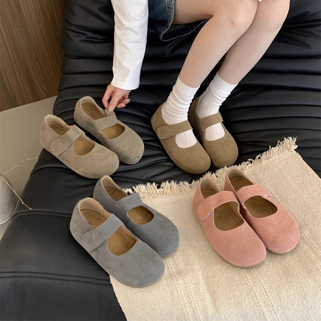 Scarpe Boken con plateau borsa da donna testa di pelle mezze pantofole abbigliamento esterno da donna 2025 nuova primavera Mary Jane a un pedale scarpe singole