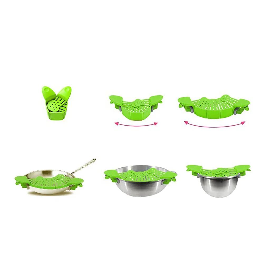 Universal Silicone Clip-on Pan Pot Strainer Anti-spill Pasta Pot Strainer Food Grade Rice Fruit Colander Strainer Kitchen Items