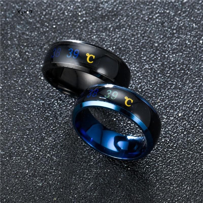 Temperaturring Titanstahl Stimmung Emotion Gefühl Intelligente temperaturempfindliche Ringe für Frauen Männer Wasserdichter Schmuck