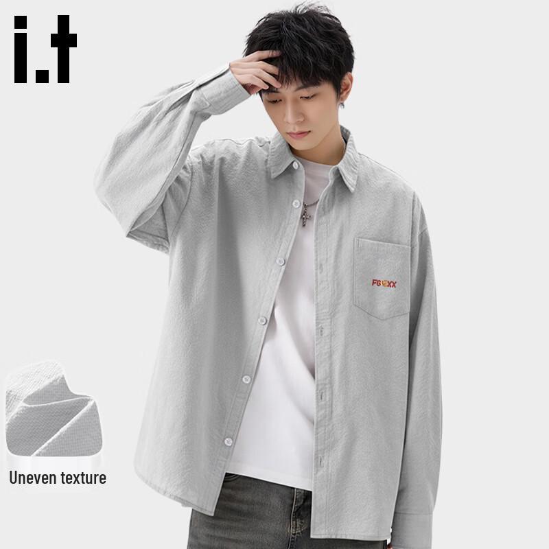 Fingercroxx Men's Textured Long-Sleeve Casual Shirt