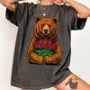 Bear Roses Vintage Shirt Comfort Colors® Clothing Gift Wildlife Floral Bouquet Nature Animal