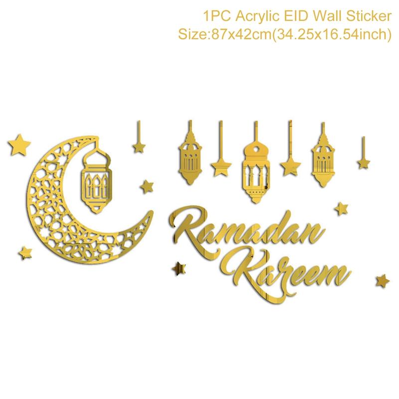 Eid Mubarak Acrylic Wall Stickers Ramadan Decorations For Home  Islamic Muslim Decor Ramadan Kareem Sticker Bedroom Wallpaper