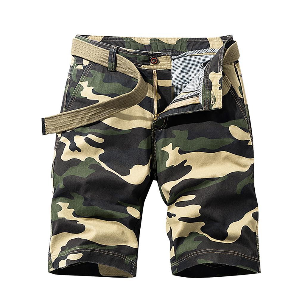 Men's Fashion Camouflage Pocket Pants Cotton Five-point Shorts Overalls Shorts