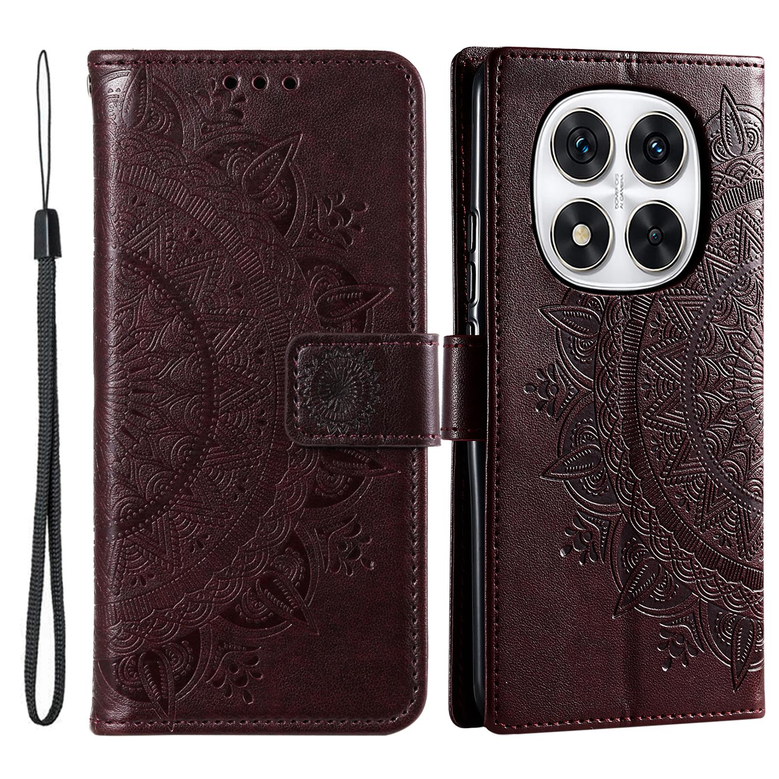 

Чехол-подставка для Xiaomi Redmi Note Note 14 Pro+ 5G/14 Pro 5G/Poco X7 5G с тисненым тотемом, кошелек из ПУ кожи, чехол для телефона Brown