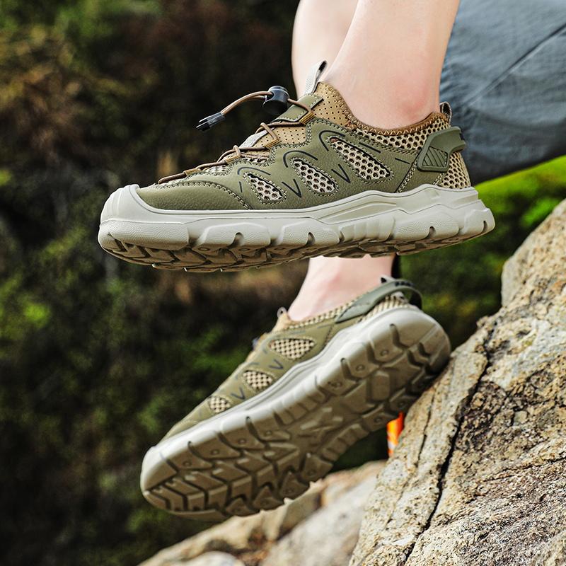 Summer Outdoor Walking Sneakers Anti-collision Toe Men Sandals 2025 New Casual Mesh Shoes for Male Classic Travel Hiking Shoes