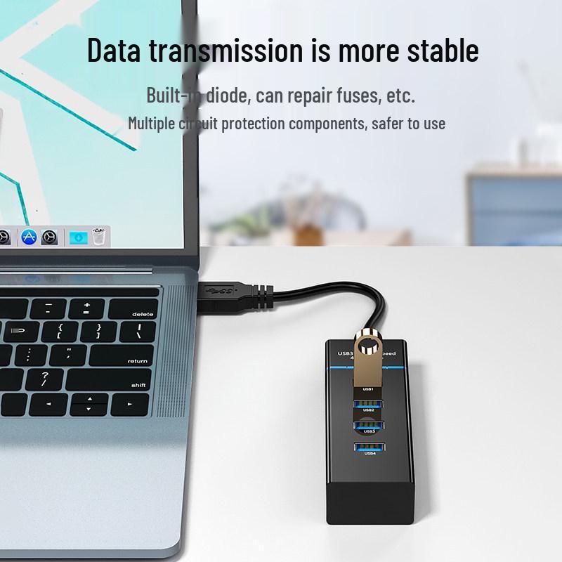 USB 3.0 Hub Splitter: 4-Port Expansion for Laptop, Mouse, Flash Drive