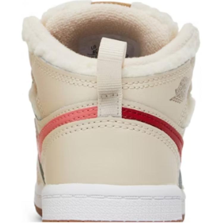Air Jordan 1 Mid Utility TD Fleece Baby-Sneakers Tan Pearl-White Dark-Driftwood DO2209-264