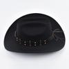 Men Women Western Cowboy Hat with Leather Vintage Big-edge Gentleman Cowgirl Hat Cloche Church Caps