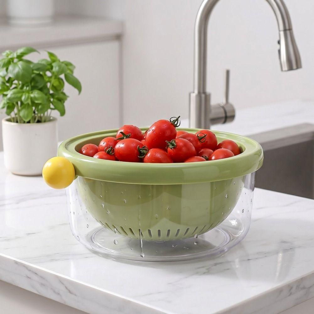 Food Grade Double-Layer Drain Basket Thickened Kitchen Storage Baskets Berry Cleaning