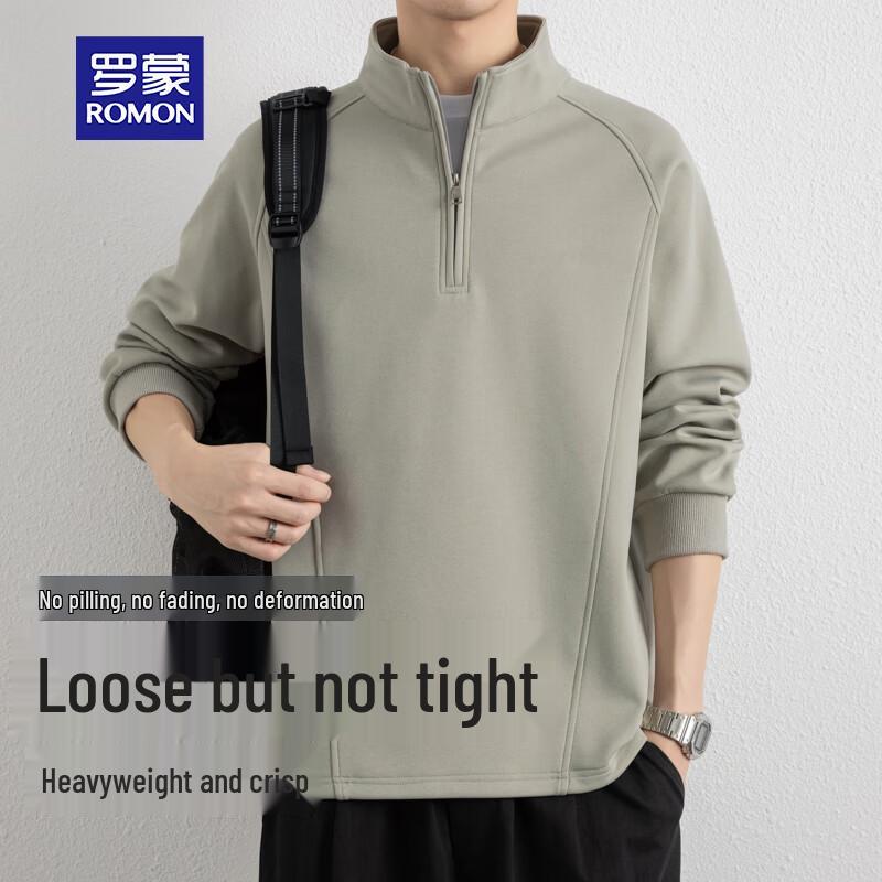 

Romon Men s Heavy Cotton Blend Mock Neck Pullover Sweatshirt 3XL