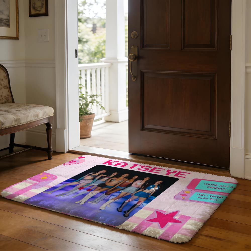 Band KKatseye Floor Mat Soft Flannel Absorbent Mat Non-Slip Rug Home Bedroom Bathroom