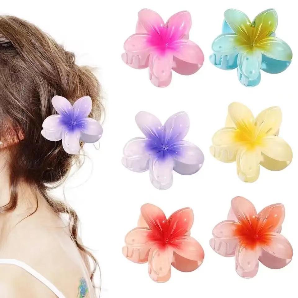 Fermaglio per Capelli Acrilico a Forma di Fiore Grande 8cm Sfumato per Donne Fermagli Dolci Pinze per Capelli Pinze a Granchio Mollette Accessori per Capelli Hawaiani