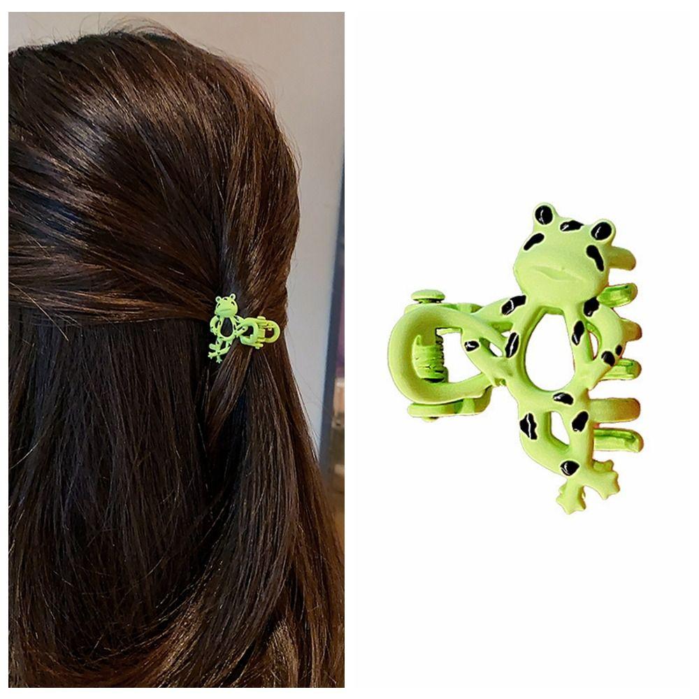 

Hollow Frog Claw Clips Animal Metal Hair Clip Cute Green Frog Hair claw Summer