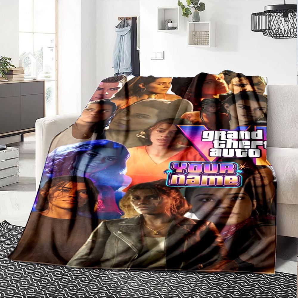 Grand Theft Auto Customize Text Blanket Lightweight Personalized Blanket Comfortable Suitable for Office Livingroom Nap Sofa Four Seasons Universal