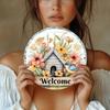 Retro Flowers Round Tin Sign 8 Inch Rustic Farmhouse Wall Art Home Porch Decoration