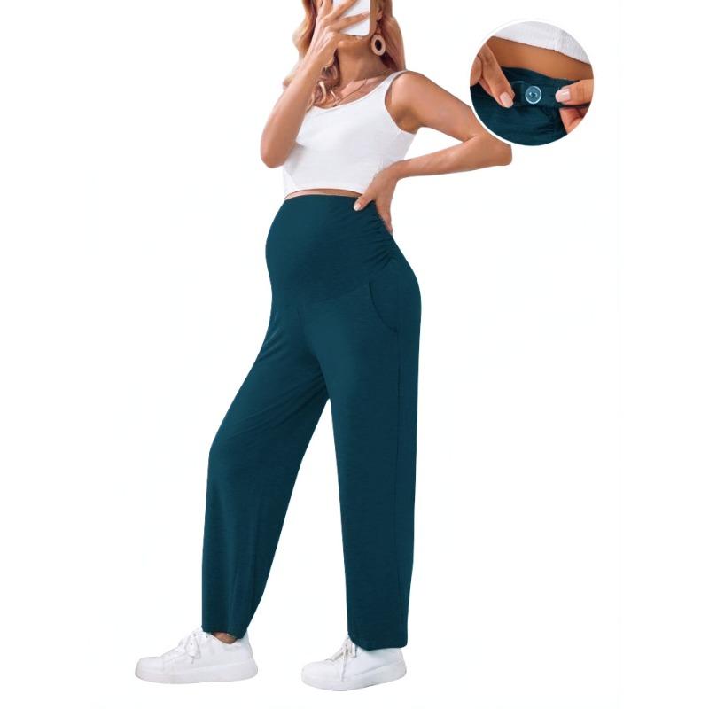 New Women's Straight Leg Pants for Pregnant Women, Loose Nail Buckle Adjustment, Plus Size Women's Maternity Pants