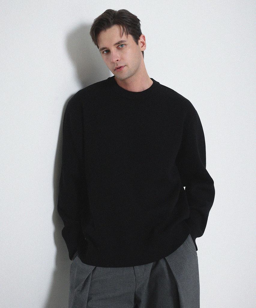 PAVOE Dalbon Wool Blend Round Knit_Black