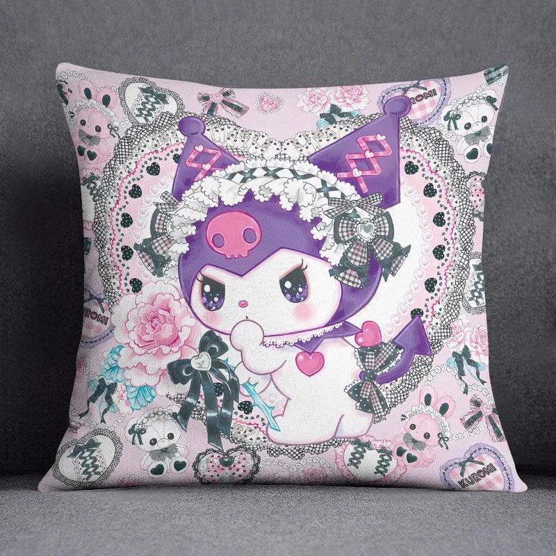 Cartoon Sanrio Pillow Cover Hello Kitty Kulomi Living Room Sofa Cushion Cover Bedroom Home Decoration Child Room Decoration