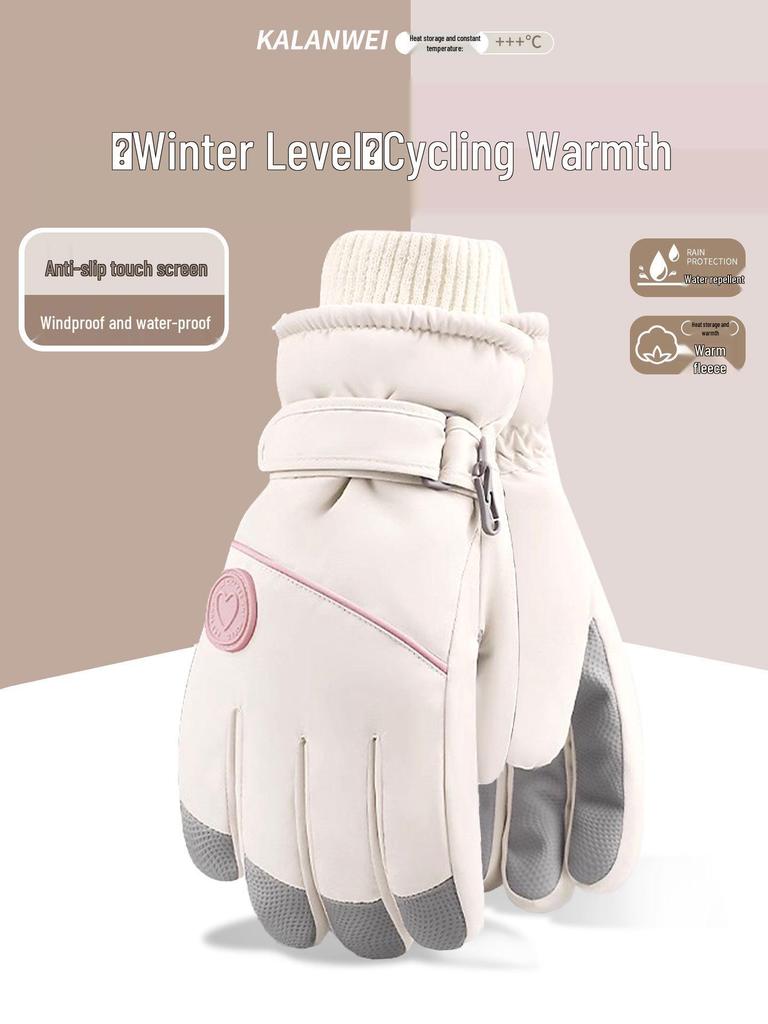 Women's Ski Gloves 2025: Velvet-Lined, Warm, Touchscreen Electric Bike Gloves for Autumn/Winter.
