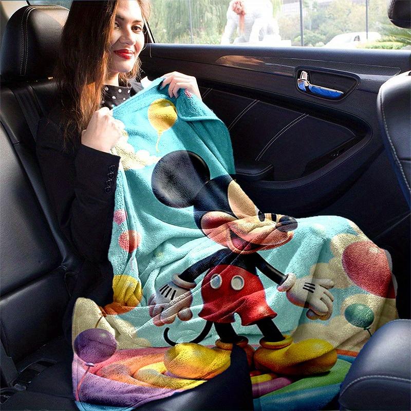 1pc, Mickey Mouse Inspired, Colorful Balloons, Happy Birthday Gift, Seasonal Decorative Blanket, Soft Flannel Throw Blanket, Living Room, Tr