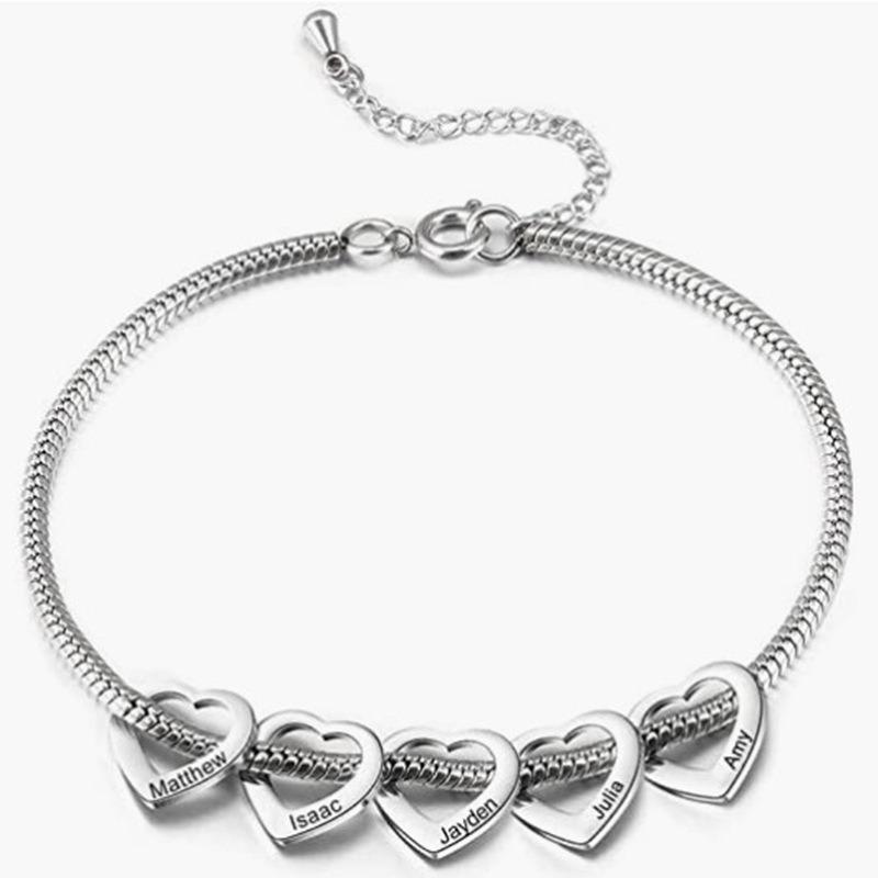 Women's Personalized Adjustable Anklet Bracelet, Stainless Steel Heart-shaped Love DIY Name Anklet, Women's Jewelry