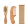Low MOQ Laser Logo Ionic Paddle Baby Hair Brush Newborn Toddler Natural Wooden Goat Bristle Waterproof Cushion Hair Extension