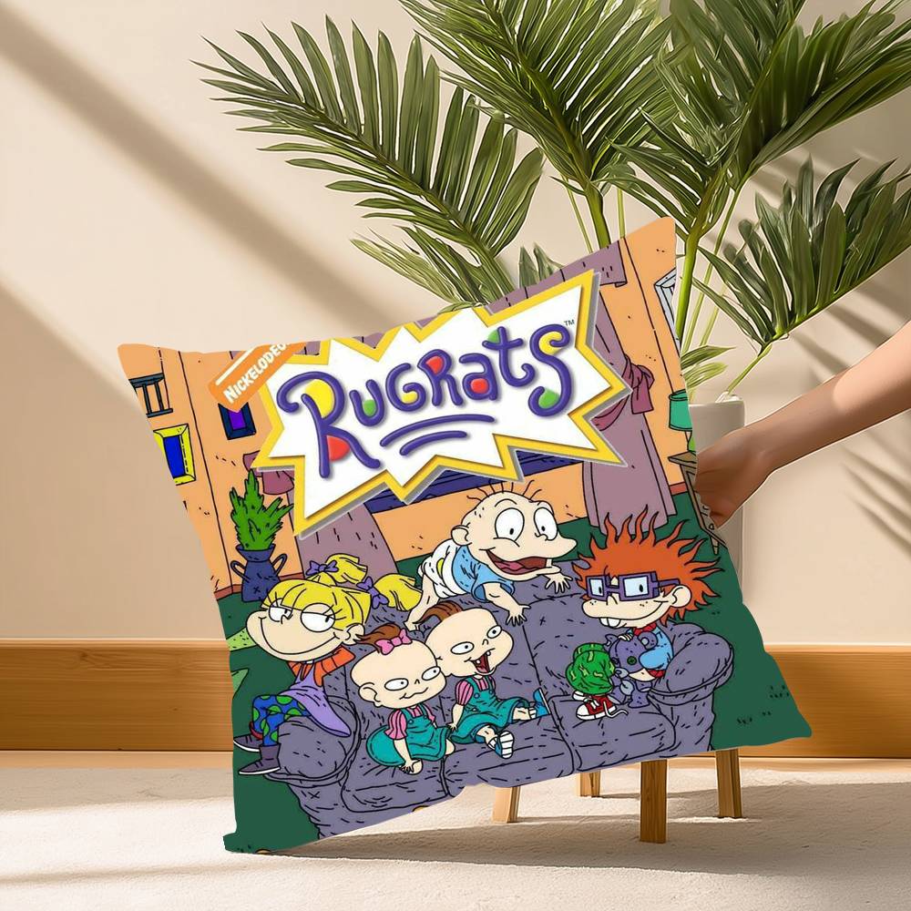 Hot Cartoon R-RugratsS Pillow Case Soft Plush Fabric Double Sided Print Decorative Home Living Room Gift Cushion
