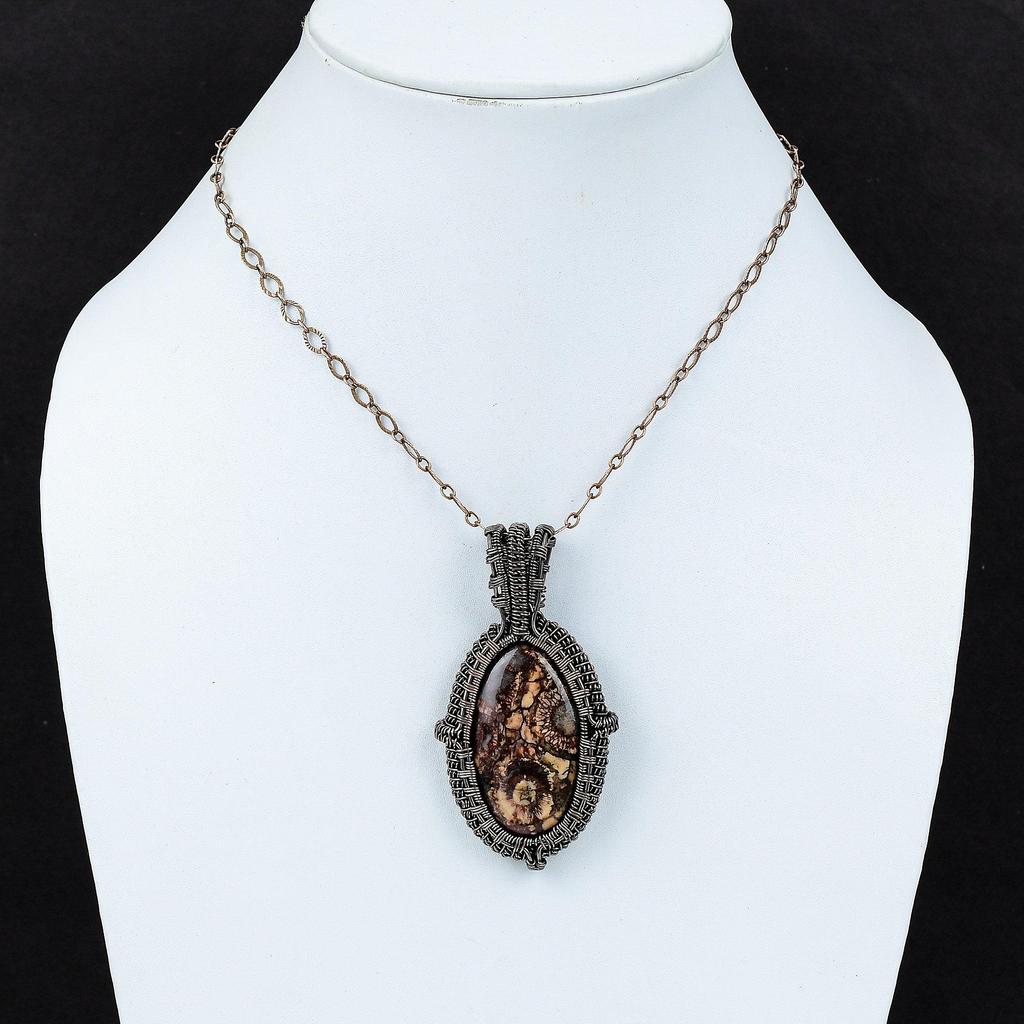 Birds Eye Jasper Pendant Copper Wire Wrapped Pendant Beautiful Copper Jewelry Handmade Gemstone Pendant Wire Wrapped Jewelry Engagement Gift