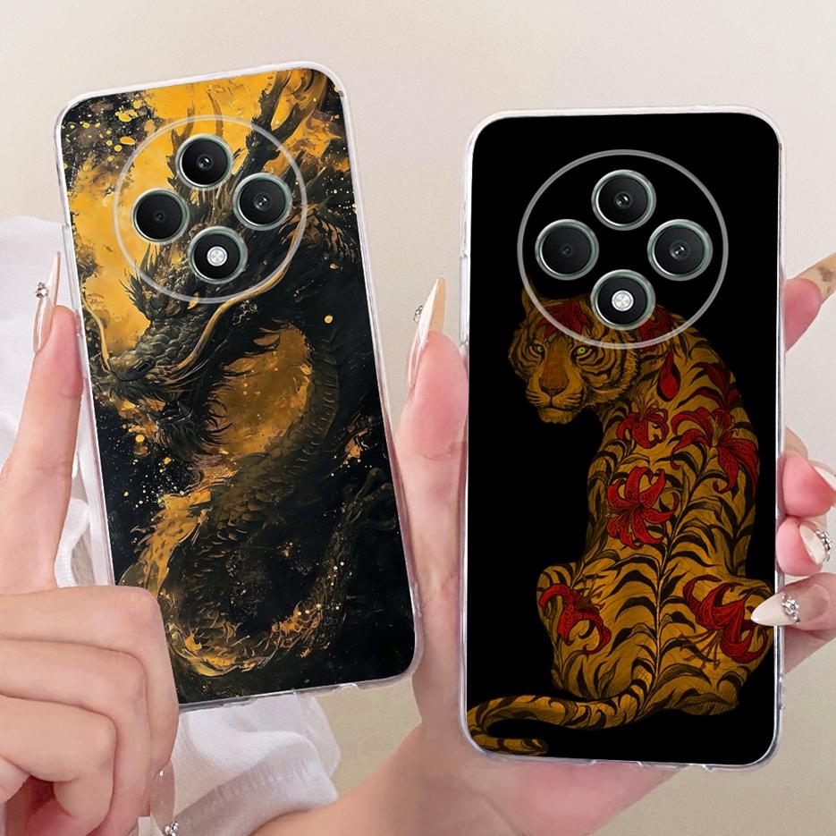 For Oppo Reno 12F 5G Case Reno12 FS Cool Dragon Tiger Painted Cover Soft Silicone Phone Case For Oppo Reno12 F 4G Reno12F Fundas